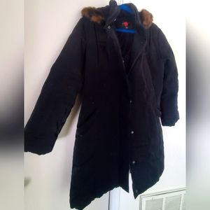 Goose feather winter coat w/ faux fur detachable hood